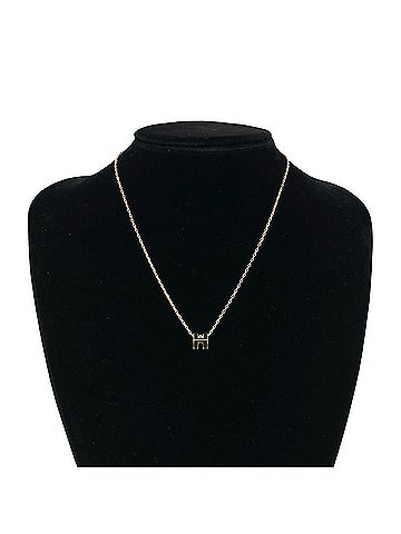 Hermès HERMES Mini Pop H Necklace GP Chain Pendant Accessory Black Pink Gold 17645 (view 2)