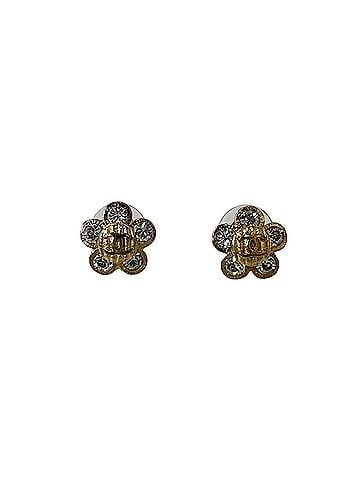 Chanel CHANEL Coco Mark Flower Motif Earrings, GP Rhinestone, Gold, 55779 (view 1)