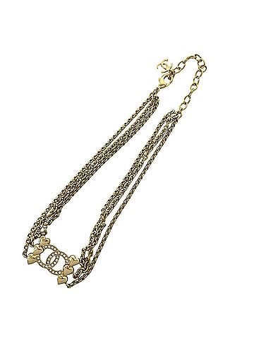 Chanel CHANEL Coco Mark Heart Motif GP Rhinestone Necklace Choker Gold 50790 (view 1)
