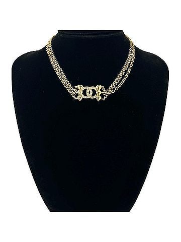Chanel CHANEL Coco Mark Heart Motif GP Rhinestone Necklace Choker Gold 50790 (view 2)