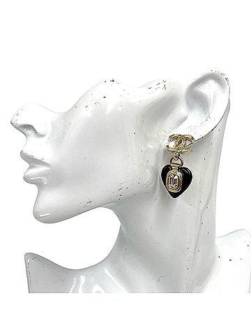 Chanel CHANEL Coco Mark Heart Bijou GP Earrings Gold 50789 (view 2)