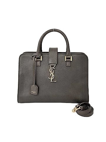Yves Saint Laurent YVES SAINT LAURENT Baby Cabas YSL Logo Hardware Leather 2-way Handbag Shoulder Bag Gray 121-7 (view 1)