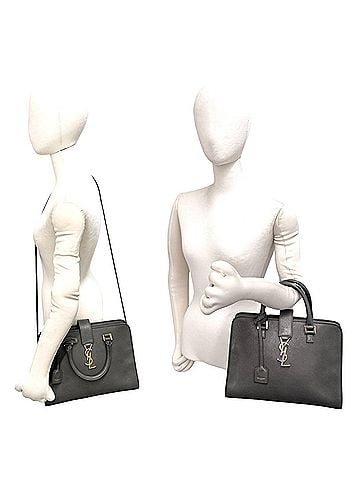 Yves Saint Laurent YVES SAINT LAURENT Baby Cabas YSL Logo Hardware Leather 2-way Handbag Shoulder Bag Gray 121-7 (view 2)