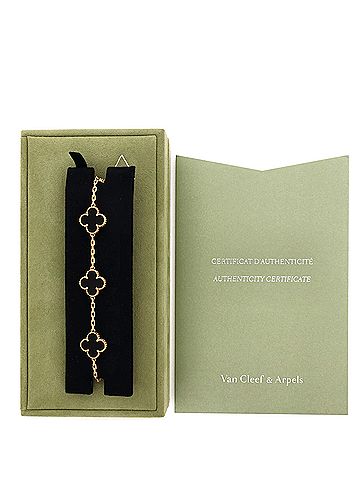 Van Cleef & Arpels Vintage Alhambra 5 Motifs Bracelet 18K Yellow Gold and Onyx (view 2)