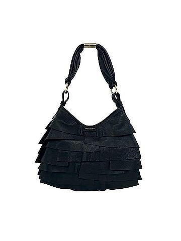 Yves Saint Laurent YVES SAINT LAURENT Saint-Tropez Hobo Leather Semi-One Shoulder Bag with Logo Hardware, Black 37192 (view 1)