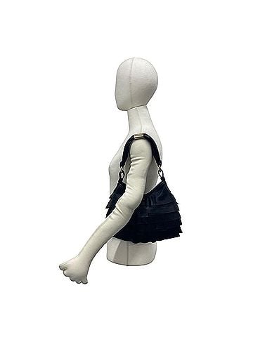 Yves Saint Laurent YVES SAINT LAURENT Saint-Tropez Hobo Leather Semi-One Shoulder Bag with Logo Hardware, Black 37192 (view 2)