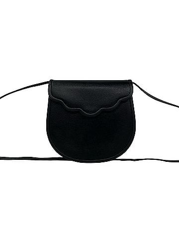 Yves Saint Laurent YVES SAINT LAURENT Vintage Scalloped Leather Mini Shoulder Bag/Pouch, Black, 16080 (view 1)