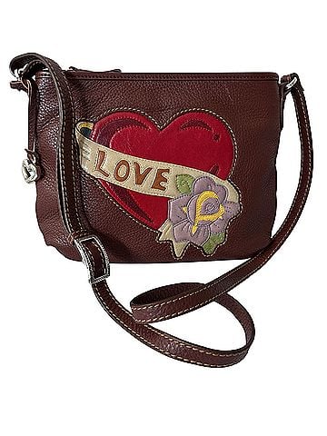 Brighton Vintage flower batch Leather Crossbody Bag (view 1)