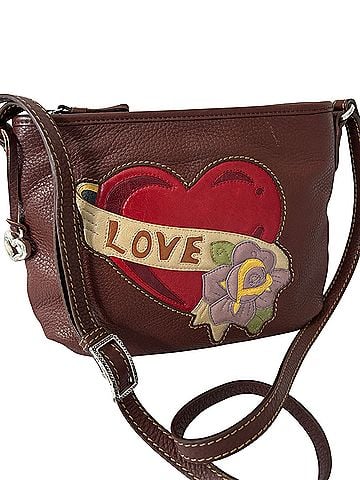 Brighton Vintage flower batch Leather Crossbody Bag (view 2)