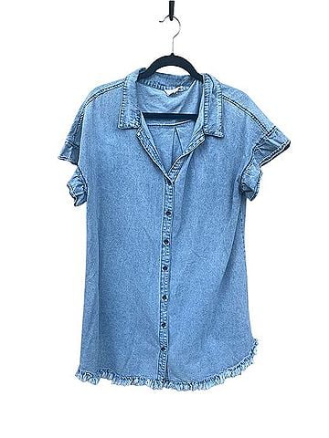 Umgee Frayed Denim Mini Dress Casual Dress (view 1)