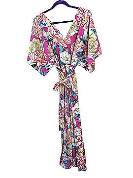 FARM Rio for Anthropologie Pink Peonies V-Neck Jumpsuit Jumpsuit (view 2)