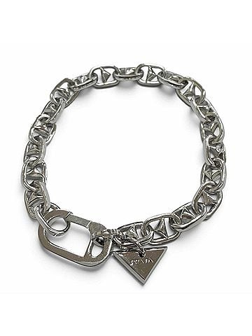 Prada PRADA 2JB521 AG925 Triangle Charm Chain Bracelet, Silver, Size M, Made in Italy, Weight 22.2g, Men's, Comes with Box and Dust Bag. (view 1)