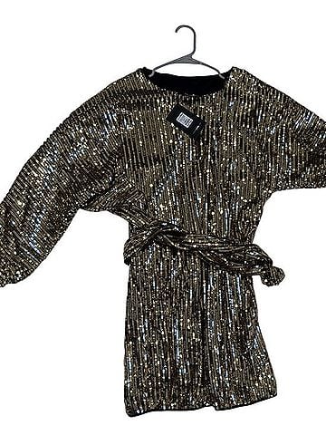 Fashion Nova Gold Sequin Mini Dress with Belt Cocktail Dress (view 2)