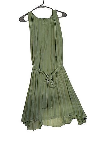 Glamour Light Sage Green Satin-Trim Dress Casual Dress (view 1)