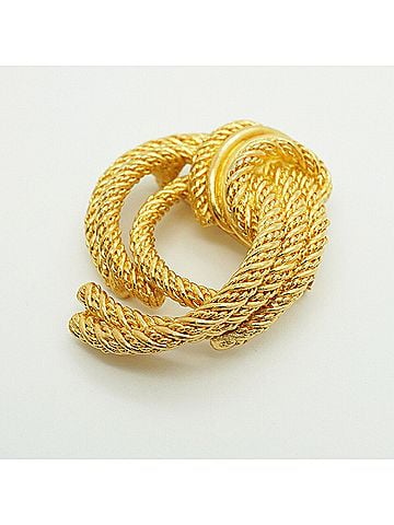Christian Dior Christian Dior Brooch, Twisted Rope Motif, GP Plated Gold, Women's (view 2)