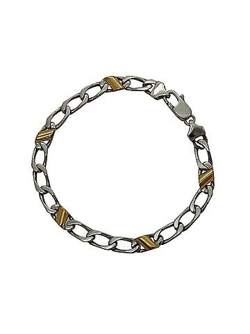 Tiffany & Co. Tiffany &amp; Co. Figaro Chain Bracelet, 18K Yellow Gold (KYG), Sterling Silver 925, for Men and Women (view 1)
