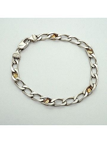 Tiffany & Co. Tiffany &amp; Co. Figaro Chain Bracelet, 18K Yellow Gold (KYG), Sterling Silver 925, for Men and Women (view 2)