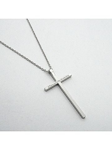 Tiffany & Co. Tiffany &amp; Co. Metro Cross Necklace, 18K White Gold, Diamond, Women's (view 2)