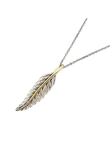 Tiffany & Co. Tiffany &amp; Co. Feather Necklace, 18K Yellow Gold (KYG), Sterling Silver (925), Women's (view 1)