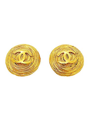Chanel Chanel Earrings, Coco Mark Circle, GP Plated Gold, Women's (view 1)