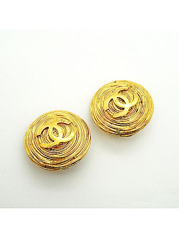 Chanel Chanel Earrings, Coco Mark Circle, GP Plated Gold, Women's (view 2)