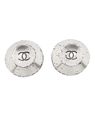Chanel Chanel earrings, Coco Mark, circle, metal, silver, women's. (view 1)