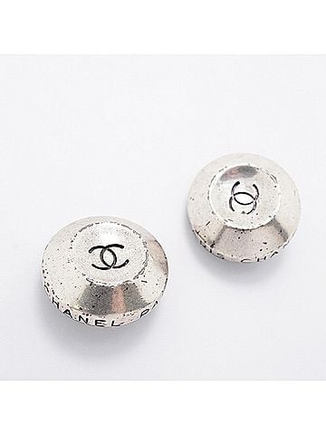 Chanel Chanel earrings, Coco Mark, circle, metal, silver, women's. (view 2)