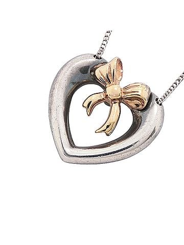 Tiffany & Co. Tiffany &amp; Co. Necklace, Heart Ribbon Design, 18K Yellow Gold (KYG), Sterling Silver (925), Women's (view 1)
