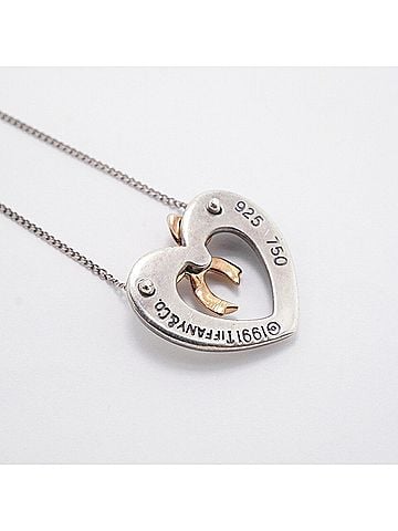 Tiffany & Co. Tiffany &amp; Co. Necklace, Heart Ribbon Design, 18K Yellow Gold (KYG), Sterling Silver (925), Women's (view 2)