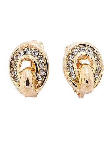 Christian Dior Christian Dior Earrings, GP Plated, Rhinestone, Gold, Women's (view 1)