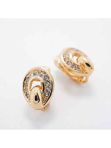 Christian Dior Christian Dior Earrings, GP Plated, Rhinestone, Gold, Women's (view 2)