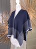 Adrienne Vittadini Houndstooth Blue Gray Poncho Size M - photo 4