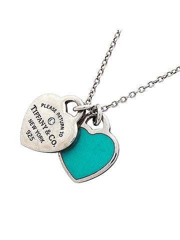 Tiffany & Co. Tiffany &amp; Co. Double Return to Heart Necklace, 1PD (One Diamond), Sterling Silver 925, Blue, Women's (view 1)