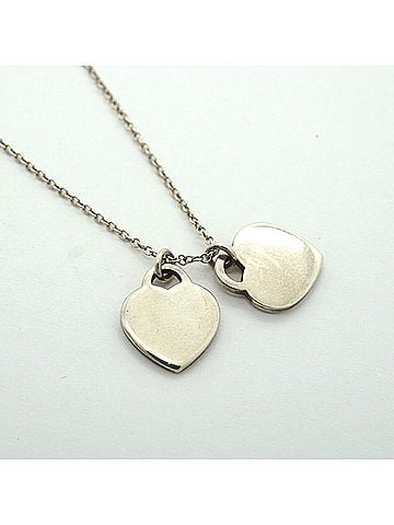 Tiffany & Co. Tiffany &amp; Co. Double Return to Heart Necklace, 1PD (One Diamond), Sterling Silver 925, Blue, Women's (view 2)