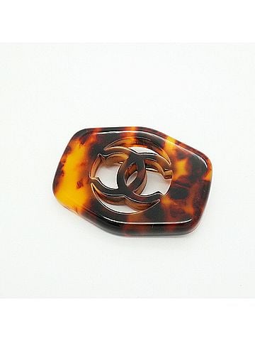 Chanel Chanel brooch, Coco Mark, tortoiseshell pattern, gold plated, women's. (view 2)