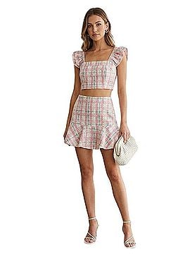 Entro Pink Plaid Ruffle Two Piece Set Romper (view 1)