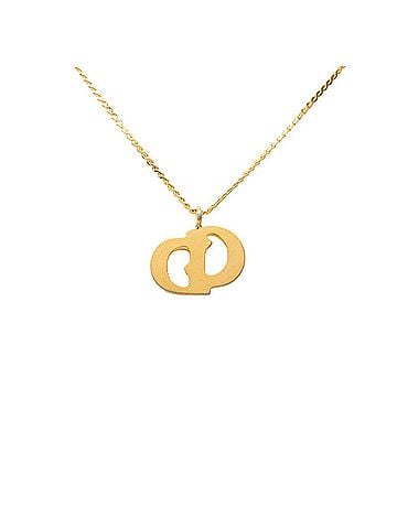 Christian Dior Christian Dior Dior CD Logo Chain Pendant Necklace, Gold Plated, Women's (view 2)