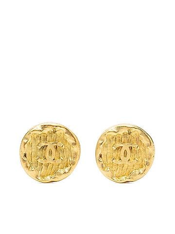 Chanel Chanel Coco Mark Round Vintage Earrings Ear Clips 95P Gold Plated Women's CHANEL (view 1)