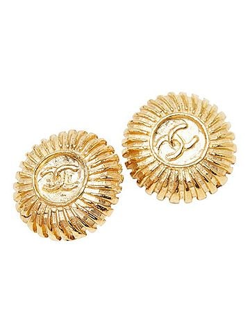 Chanel Chanel Coco Mark Vintage Round Earrings, Gold Plated, Women's CHANEL (view 1)