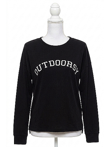 P.J. Salvage Outdoorsy Long Sleeve Top in Black (view 1)