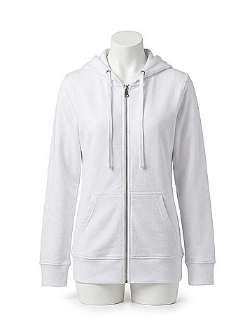 French Kyss Classic Zip-Up Hoodie Jacket in White (view 1)