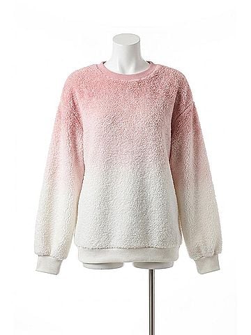 Very J Ombre Sherpa Pullover in Pink (view 1)