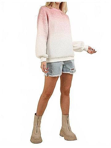 Very J Ombre Sherpa Pullover in Pink (view 2)