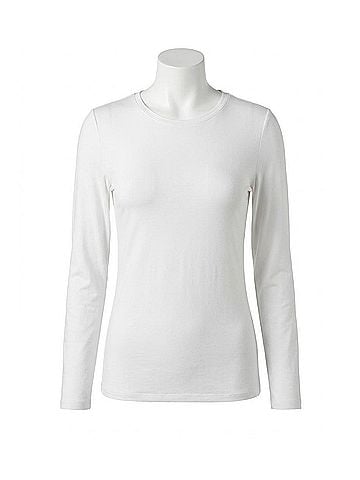Majestic Filatures Soft Touch Long Sleeve Crew Neck Tee in Blanc (view 1)