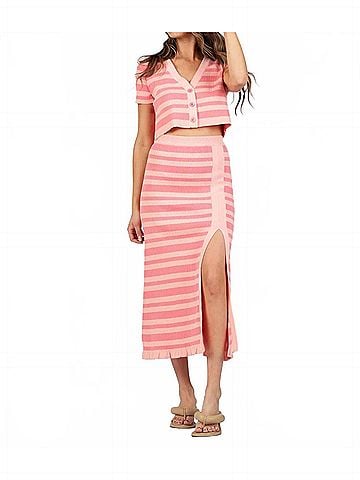 LUCCA Chelsea Cropped Cardigan in Pink Stripe (view 2)
