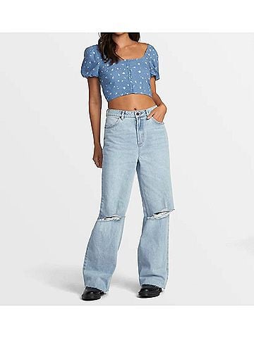 RVCA Nova Crop Top in Coronet Blue (view 2)