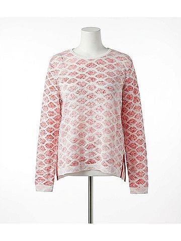 Renuar Knit Lips Sweater in Scarlet Combo (view 1)