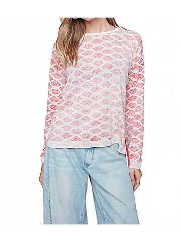Renuar Knit Lips Sweater in Scarlet Combo (view 2)