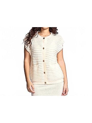 Pink Martini Kendall Button Down Sweater in Off White (view 2)