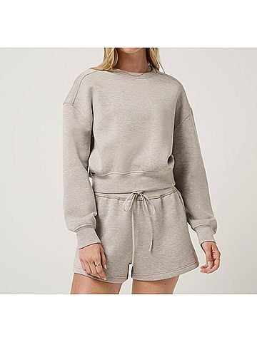 Travis Mathew Cloudscape Pullover Sweater in Heather Savannah Tan (view 2)